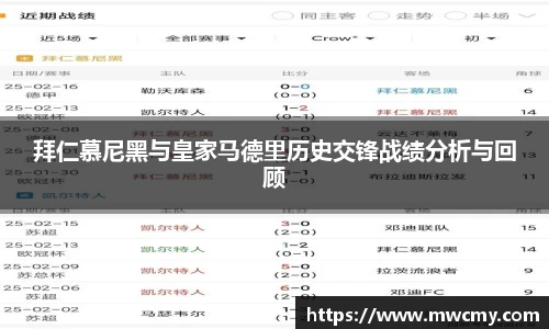 拜仁慕尼黑与皇家马德里历史交锋战绩分析与回顾